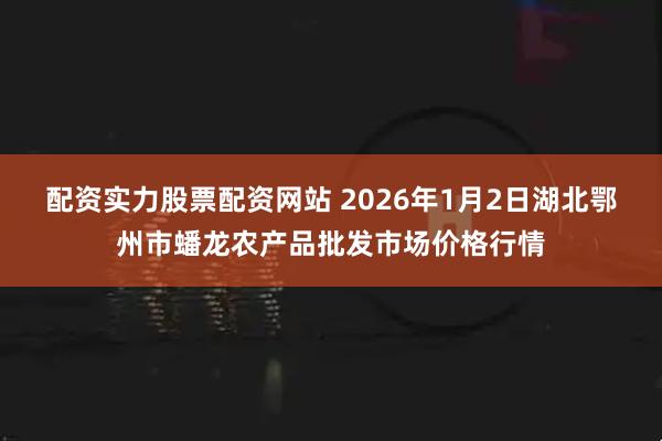 配资实力股票配资网站 2026年1月2日湖北鄂州市蟠龙农产品批发市场价格行情